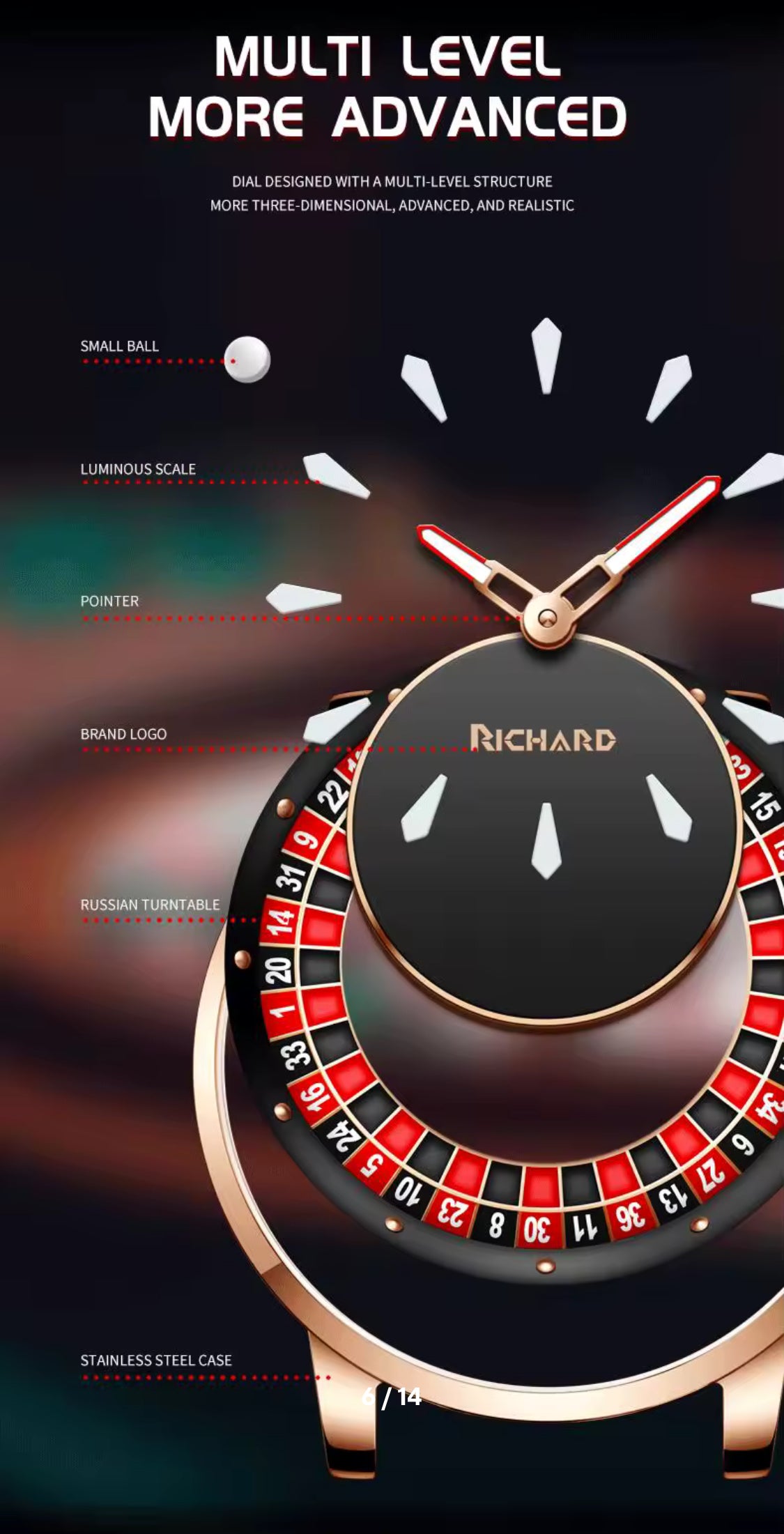 Richard NH35 Rotating Dial Las Vegas Roulette Theme Automatic Watch For Men With Luminous Hands
