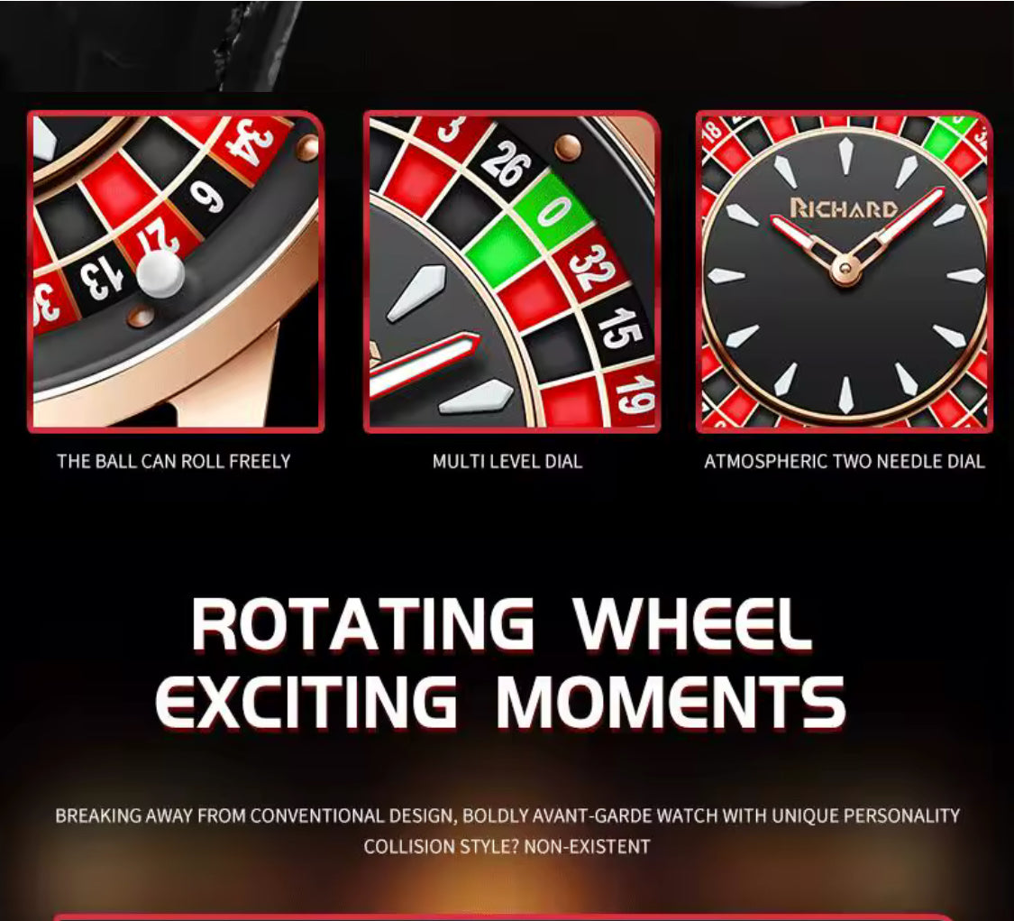 Richard NH35 Rotating Dial Las Vegas Roulette Theme Automatic Watch For Men With Luminous Hands