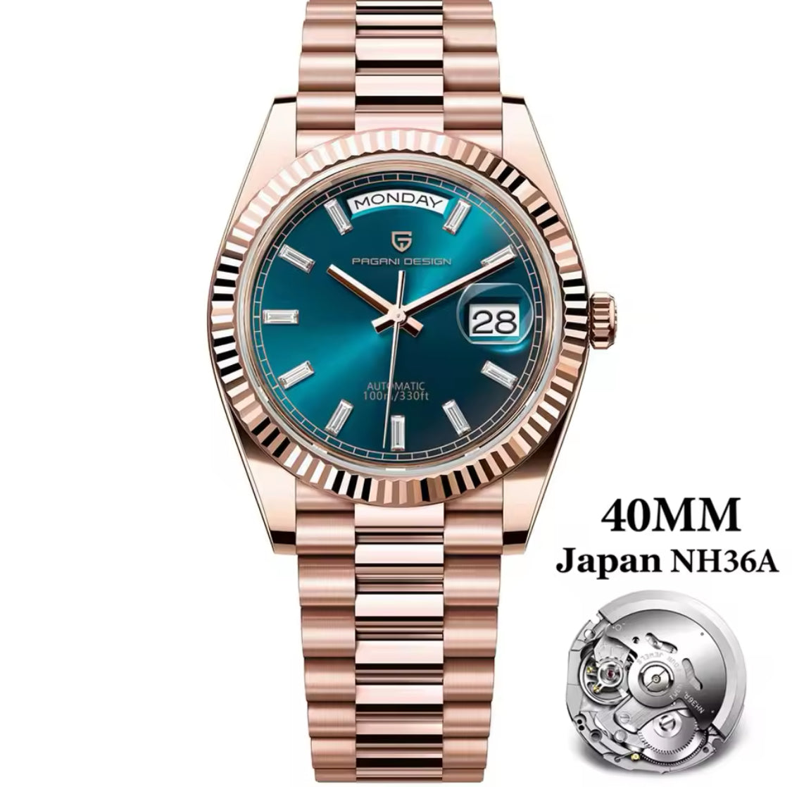 PAGANI DESIGN DD40 Men's Mechanical Luxury Rose Gold Automatic Watch
