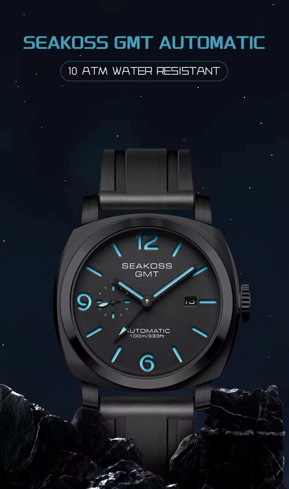 SEAKOSS GMT Diving Automatic Mechanical Watch Men 1963 Original