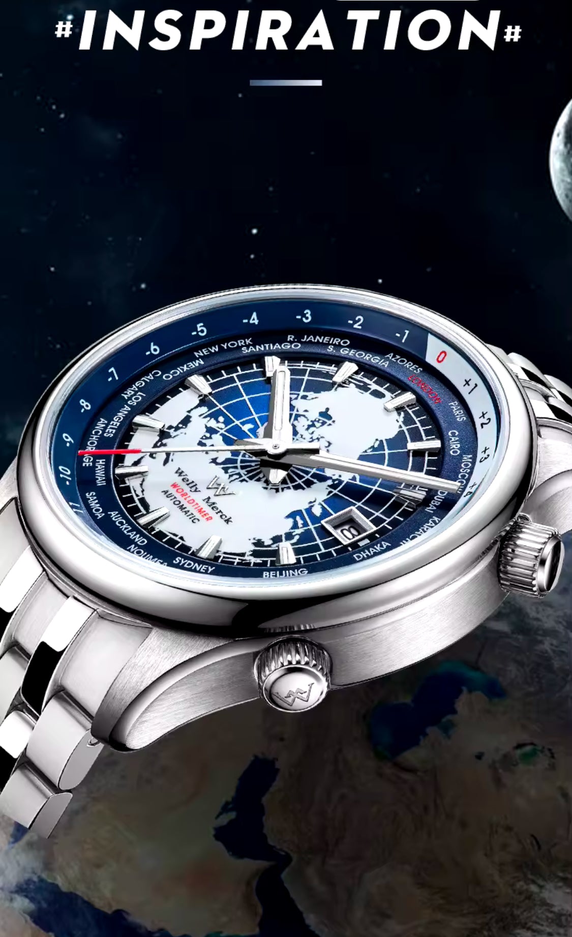 WM Watch Welly Merck Automatic Mechanical Mens Watch High Quality Sapphire World Time Original Recognized watch Brand WM057
