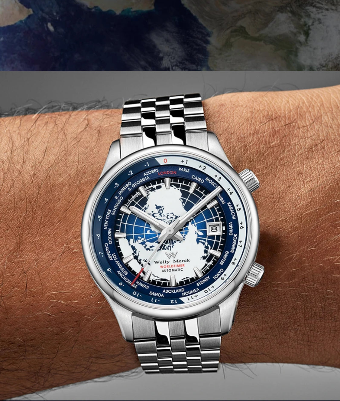 WM Watch Welly Merck Automatic Mechanical Mens Watch High Quality Sapphire World Time Original Recognized watch Brand WM057