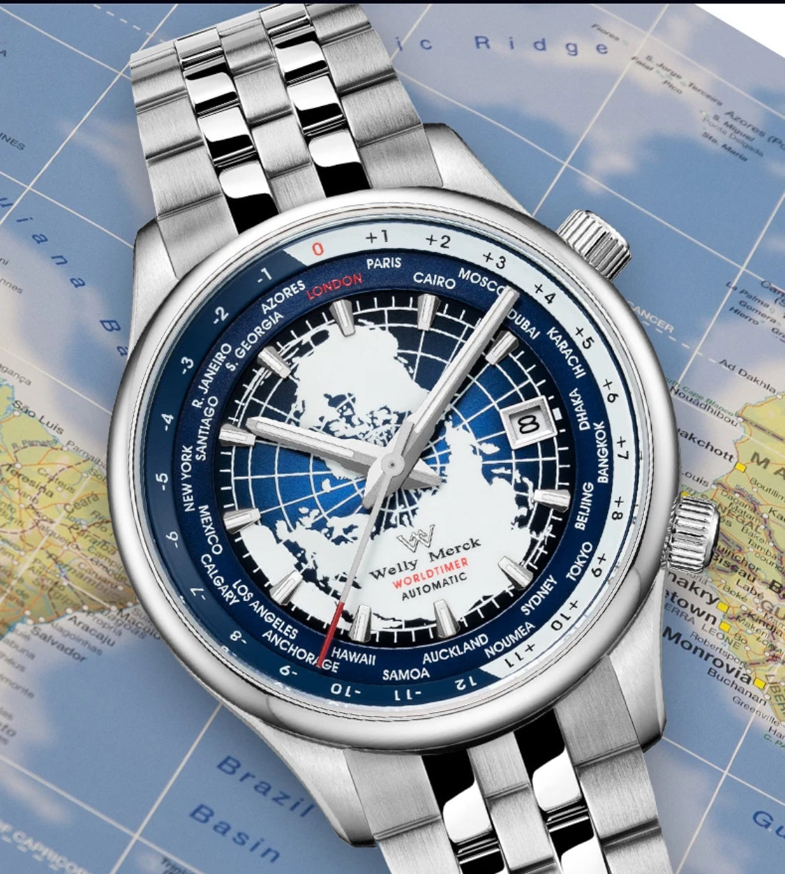 WM Watch Welly Merck Automatic Mechanical Mens Watch High Quality Sapphire World Time Original Recognized watch Brand WM057